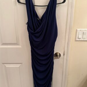 Express Navy Draped Midi Dress